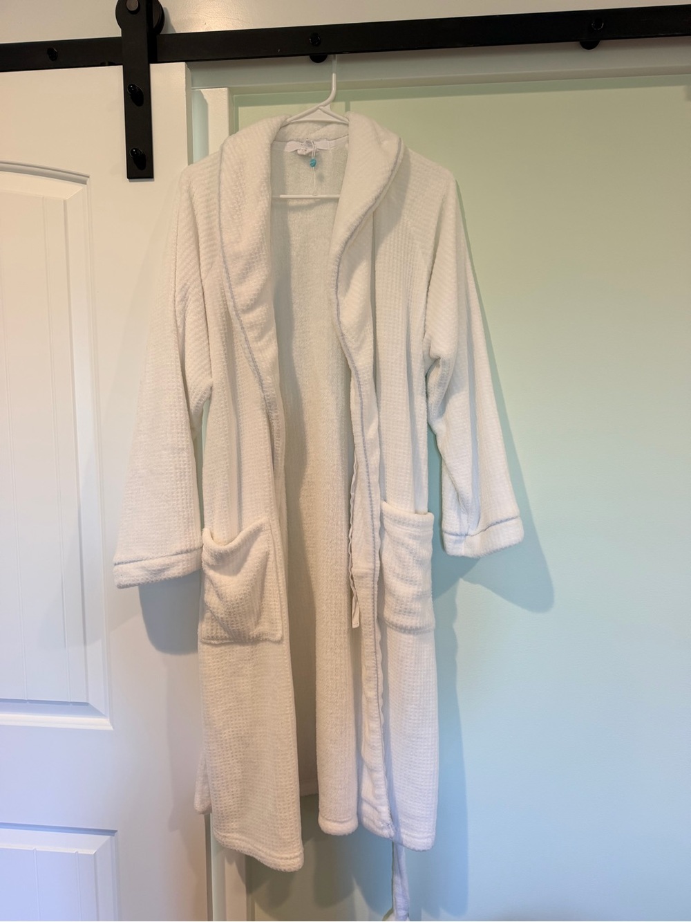 Bliss White Waffle Knit Shawl Collar Robe